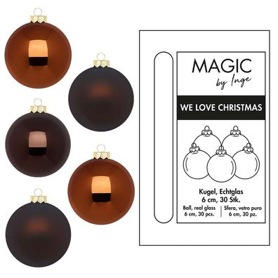 Weihnachtskugeln 30 Stk 6cm Cognac Diamond Inge-Glas