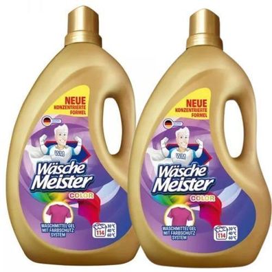 WäscheMeister Farbwaschgel 2x4 l - Hochleistungswaschmittel für farbige Wäsche