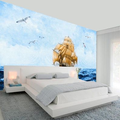 3D Fototapete Segelboot & Meer Wanddeko Wohnzimmer Schlafzimmer Maritim 10370