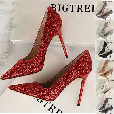 Bling bling Damenschuhe Pumps Spitz Stilettoabsatz Bankett Party Sexy High Heels