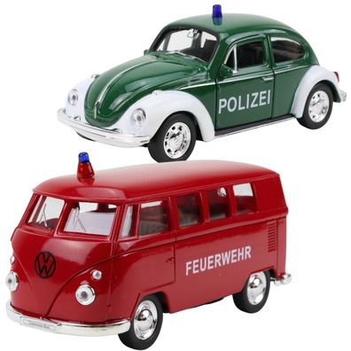 Volkswagen Klassiker Oldtimer Modellauto VW Welly Spielzeug Einsatzfahrzeug