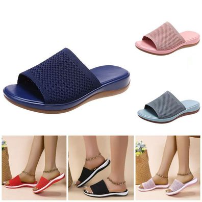 Damen Slip On Sandalen Freizeitschuhe Atmungsaktiv Slipper Leichte Hausschuhe