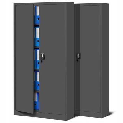 2er Set Aktenschrank Metallschrank Büroschrank 185 x 90 cm x 40 cm Anthrazit