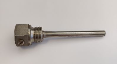Edelstahl Tauchhülse / Schutzrohr L=115 mm Ø 8 mm AG 1/2 Zoll DN15 SW 27