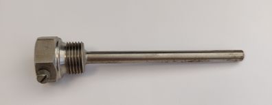 Edelstahl Tauchhülse / Schutzrohr L=135 mm Ø 8 mm AG 1/2 Zoll DN15 SW 27