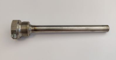 Edelstahl Tauchhülse / Schutzrohr L=130 mm Ø 10 mm AG 1/2 Zoll DN15