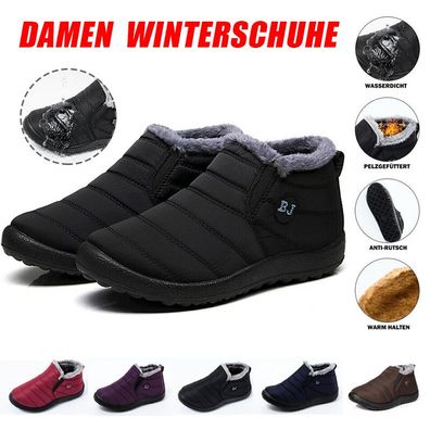 Neu Winterstiefel Damen Schneeschuhe Warm Gefuttert Stiefeletten Flache Boots