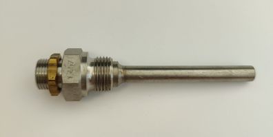 Edelstahl Tauchhülse/ Schutzrohr L=130 mm Ø 10 mm AG 1/2 Zoll DN15