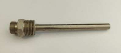 Edelstahl Tauchhülse / Schutzrohr L=130 mm Ø 9 mm AG 1/2 Zoll DN15 SW 22