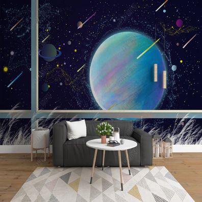 Luxus Wandbild Kinderzimmer Wolken & Mond Vlies Tapete geruchsfrei 10378