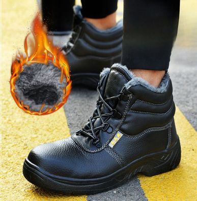 Herren Damen Sicherheitsschuhe Arbeit Stahl Kappe Stiefel Winter Fell gefuttert