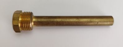 Messing Tauchhülse / Schutzrohr L=110 mm Ø 11,5 mm AG 1/2 Zoll DN 15