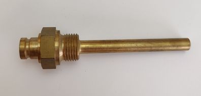 Messing Tauchhülse / Schutzrohr L=130 mm Ø 10 mm AG 1/2 Zoll DN 15