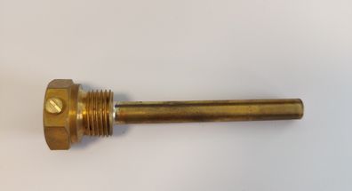 Messing Tauchhülse/ Schutzrohr L=110 mm Ø 10 mm AG 1/2 Zoll DN 15