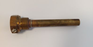 Messing Tauchhülse / Schutzrohr L=110 mm Ø 12 mm AG 1/2 Zoll DN 15 SW 27