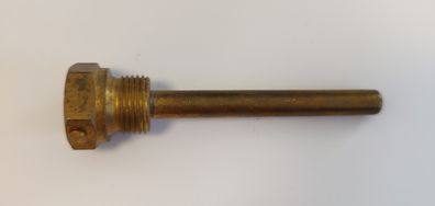 Messing Tauchhülse / Schutzrohr L=110 mm Ø 10 mm AG 1/2 Zoll DN 15 SW 27