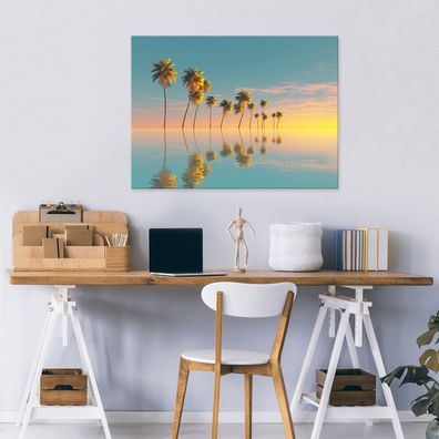 Leinwandbild Palmen Blau Sonne Leinwand Bilder Wanddeko Wohnzimmer Schlafzimmer