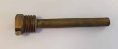Messing Tauchhülse / Schutzrohr L=110 mm Ø 11 mm AG 1/2 Zoll DN 15 SW 21