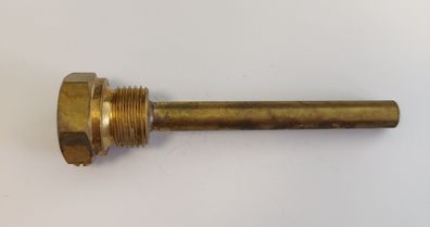 Messing Tauchhülse / Schutzrohr L=115 mm Ø 10 mm AG 1/2 Zoll DN 15 SW 27