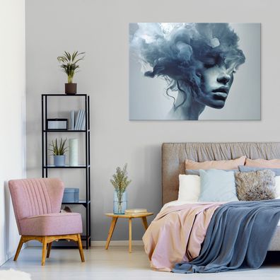 Leinwandbild Gesicht Blau Mund Augen Leinwand Bilder Wanddeko Wohnzimmer Schlafzimmer