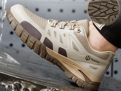 Arbeitsschuhe Herren Damen Sicherheitsschuhe Sport Sneaker Khaki Stahlkappe DE