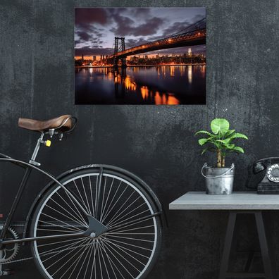 Leinwandbild Brücke Orange Schwarz Leinwand Bilder Wanddeko Wohnzimmer Schlafzimmer