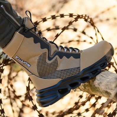 NeuHerren Damen Stahlkappe Arbeitsstiefel Combat-Wanderstiefel Sicherheitsschuhe