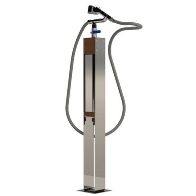 Eichenwald Ideal Außendusche Altena Mini mit Handbrause Edelstahl V2A Holz 701012