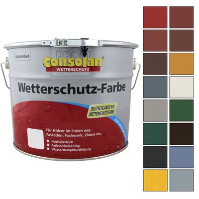 Consolan PROFI Wetterschutz-farbe 10 LTR Deckfarbe Holzfarbe Holzpflege