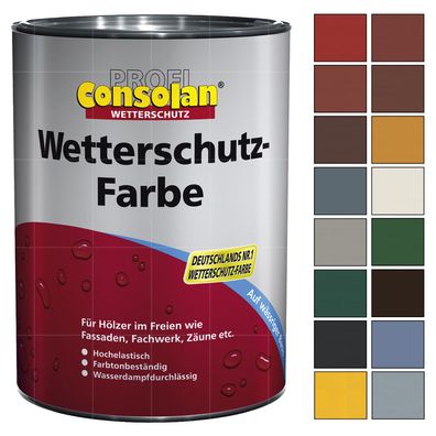 Consolan PROFI Wetterschutz-farbe 2.5 LTR Deckfarbe Holzfarbe Holzpflege