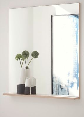 Garderobenspiegel "Center" in Barista Eiche Wandspiegel mit Ablage 75 x 80 cm