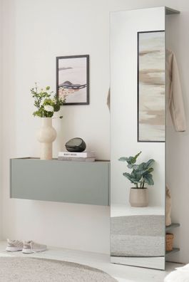 Garderobe Set 2-teilig "Center" in Salbei und Barista Eiche Garderobenkombination 150