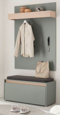 Garderobe Set 3-teilig "Center" in Salbei und Barista Eiche Garderobenkombination 100