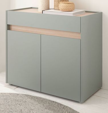 Schuhschrank "Center" in Salbei und Barista Eiche Flurkommode 80 x 70 cm