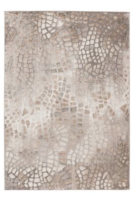 Teppich Höhe 11 mm Kurzflorteppich rechteckig Silber Beige 4 Größen