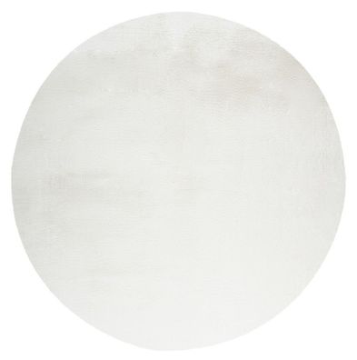Runder Teppich Höhe 21 mm weicher Kurzflorteppich Weiß Wohnzimmer 2 Größen