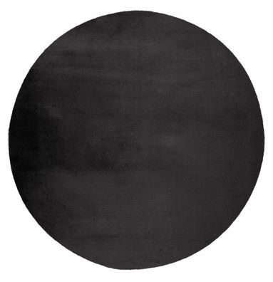 Runder Teppich Höhe 21 mm weicher Kurzflorteppich Graphit Wohnzimmer 2 Größen
