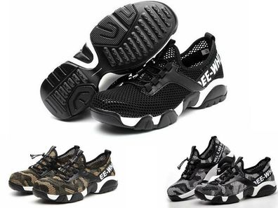 Herren Damen Sommer Atmungsaktiv Arbeitsschuhe Stahlkappe Sicherheitsschuhe DE