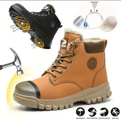 Herren Damen Arbeitsschuhe StahlkappGefuttert Sicherheitsschuhe S3 Schneestiefel