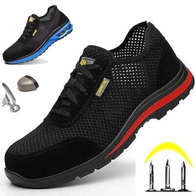 Herren Atmungsaktiv Arbeitsschuhe Sicherheitssandalen Stahlkapp S3 Halbschuhe DE