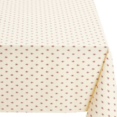 Tissus Toselli Tischdecke Baumwolle Beschichtet Stoff Indoor Outdoor Ecru Tischwäsche