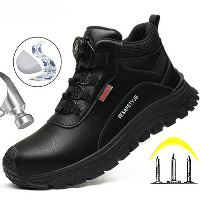Herren Leder Arbeitsstiefel Sicherheitsschuhe ElektrikerSchuhe Stahlkapp Sneaker