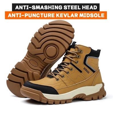 Herren Stahlkapp Arbeitsstiefel Bequeme Herbst Winter Hoch-Top Sicherheitsschuhe