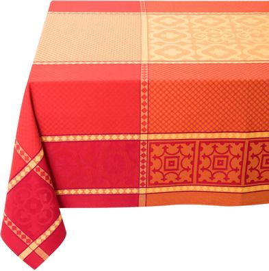 Tissus Toselli Tischdecke Baumwolle Beschichtet Indoor Outdoor Rouge Tischwäsche aus