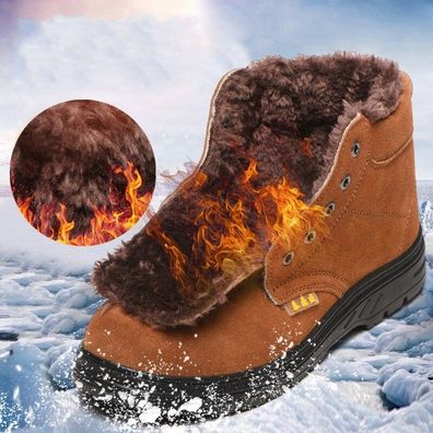 Winter Pelz gefuttert Herren Damen Sicherheitsschuhe Stahlkappe Arbeitsschuhe