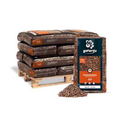 Galamio Rindenmulch Pinie Fein 60l x 12 Sack 720l 12er Palette Körnung 8 - 15
