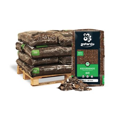 Galamio Rindenmulch Kiefer Mix 60l x 12 Sack 720l 12er Palette Körnung 5 - 60