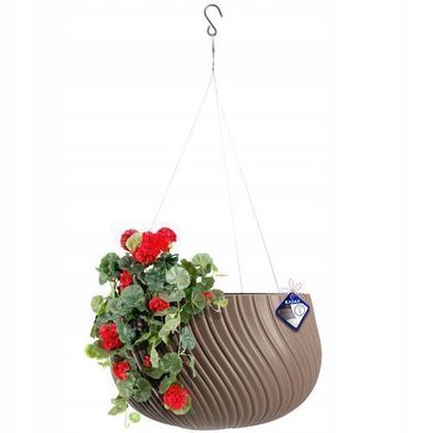 KADAX Hängetopf, Blumenampel mit Kette und Haken, 32 cm, Braun