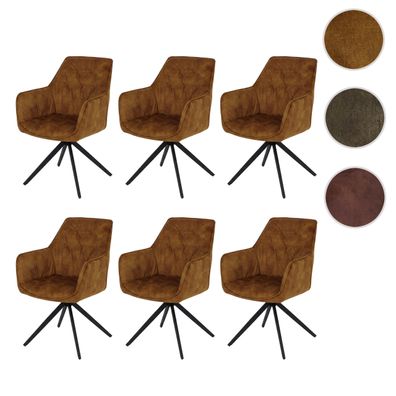 6er-Set Esszimmerstuhl HWC-L80, Küchenstuhl Armlehne drehbar Auto-Return Samt 440g/m²