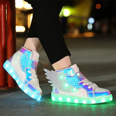 Kinder LED Farbwechsel Schuhe Sneaker Leuchtende Turnschuhe Glanzende Schuhe